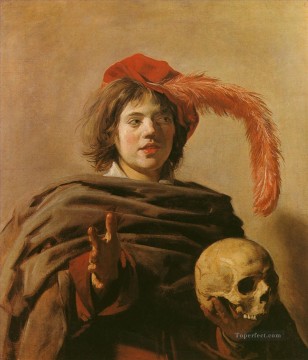  Siglo Lienzo - Niño con una calavera retrato del Siglo de Oro holandés Frans Hals